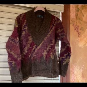 Shades of brown, and burgundy,plum. Sweater